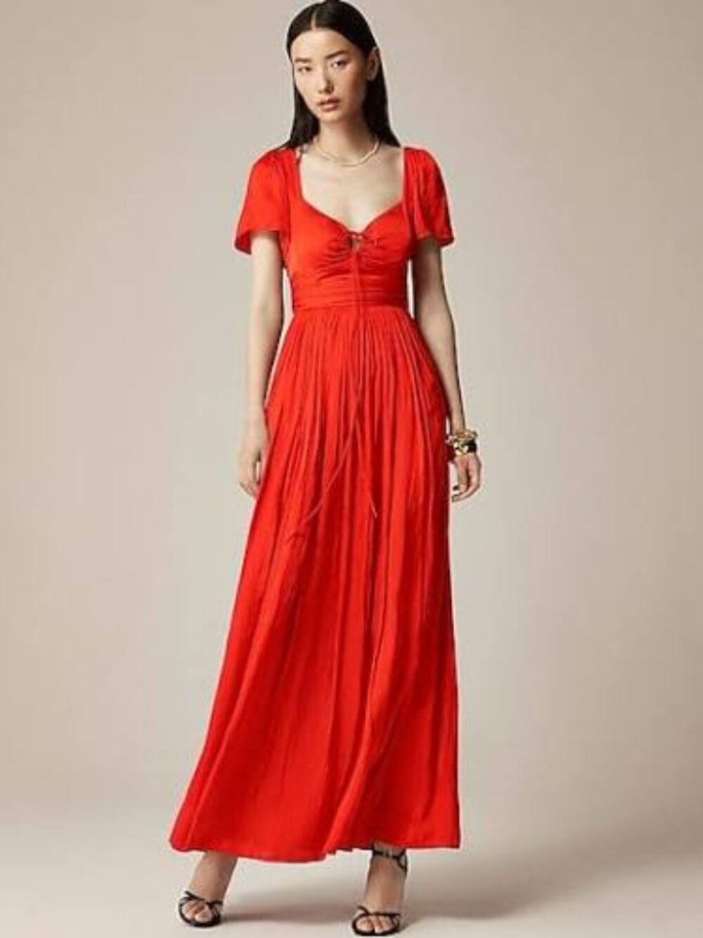 J. Crew Collection flutter-sleeve maxi dress in luster georgette